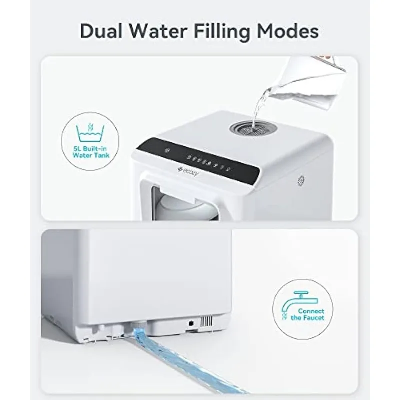 ミニポータブル食器洗い機,水タンク内蔵,フックなし,6つのプログラム,追加の空気乾燥
