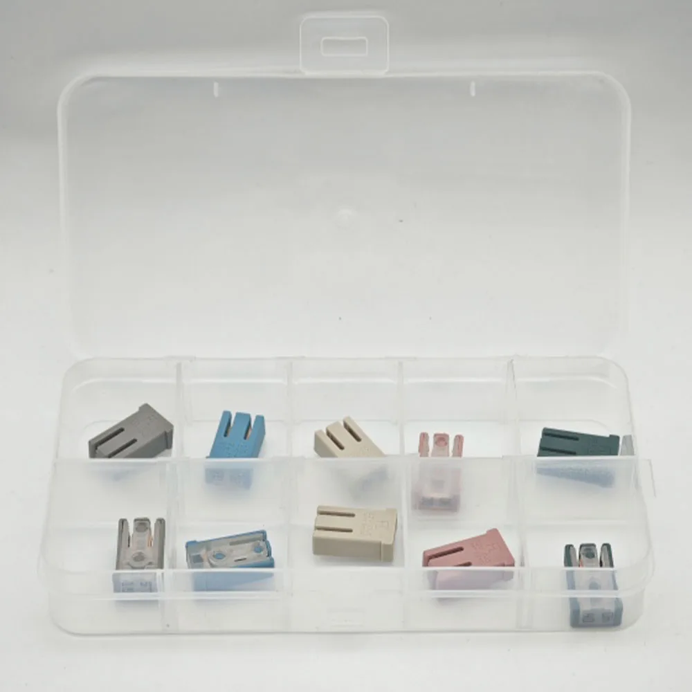 

10pcs Fuses Assortment Kit Square Special Fuse Sleeve Kit With Plastic Shell Box Replace Accessories 15-40A Mcase Fuse