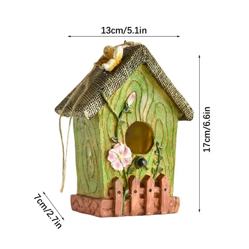 Można zawiesić domek dla ptaków ręcznie rzeźbione żywiczne zewnętrzny ptak gniazdo z żywicy wytrzymałe wielofunkcyjne czubek choinki dekoracja