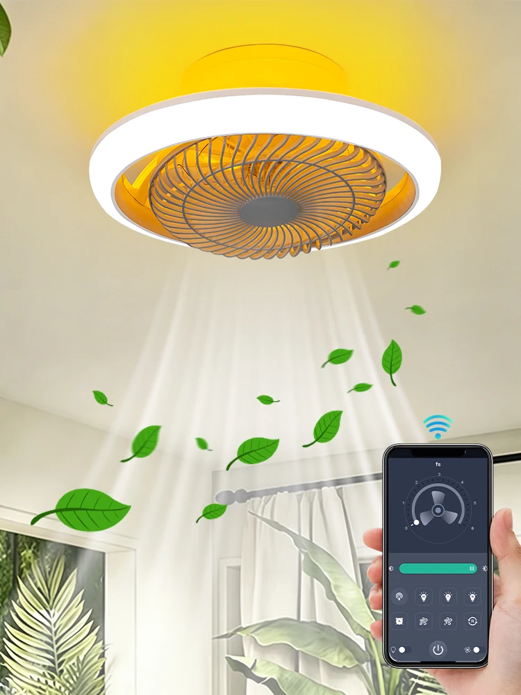 Intelligenter Deckenventilator mit Beleuchtung 360 °   Drehbare APP-Fernbedienung Dimmbare Moderne Ventilatorlampe 6 Windgeschwindigkeiten Umkehrbarer Luftstrom für Innenräume