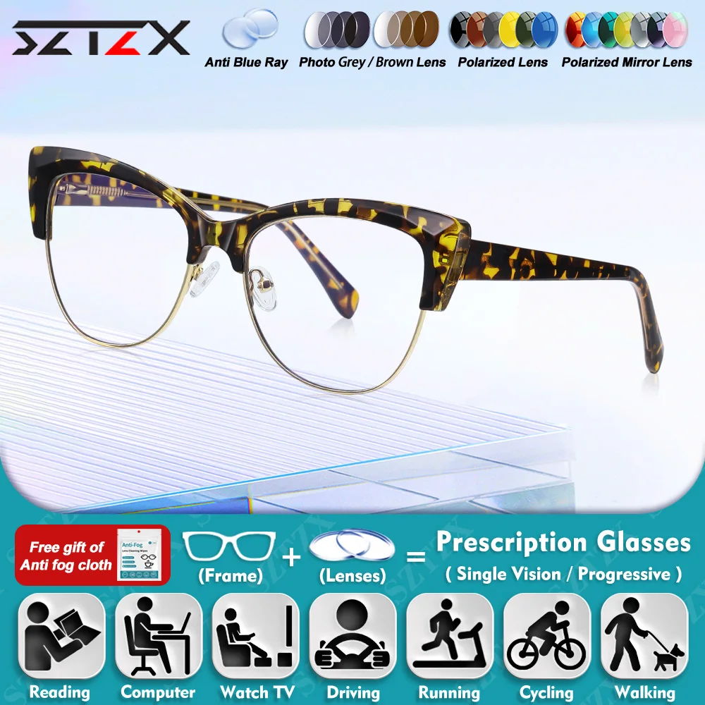 

SZTZX New Fashion Women Butterfly Frame Myopia Reading Glasses High Quality Anti Blue Ray Multifocal Prescription Optica Eyeware