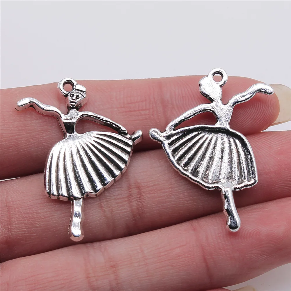 10pcs Ballet Dance Charms Pendant For Jewelry Making DIY Handmade Tibetan Finding Jewelry