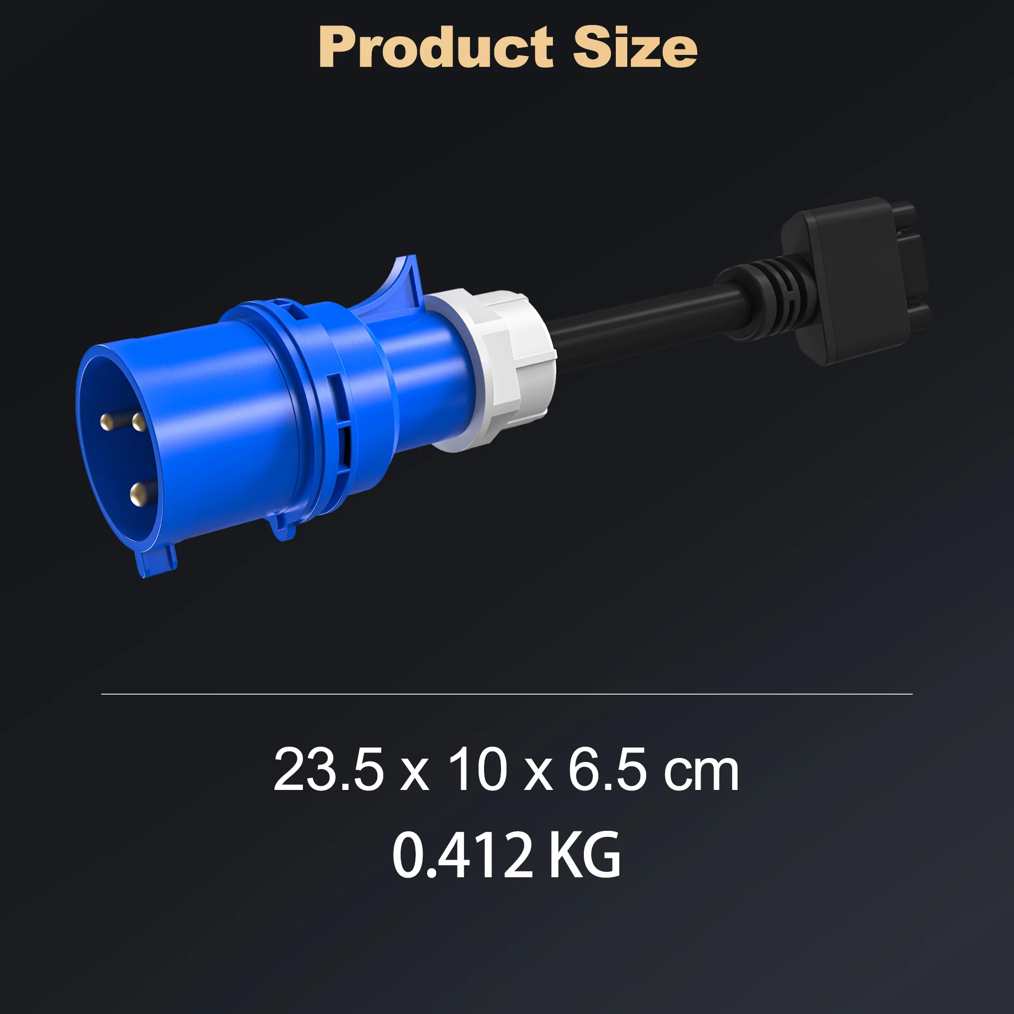 Feyree Per Tesla Adattatore CEE Blu a 3 pin Tesla Model S,3,X,Y Gen 2 EV Cavo di prolunga per caricabatterie Uscita 240 V a 32 A 10 pollici