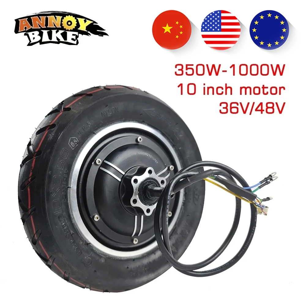 10 inch 48V 500W 1000W Motor Vacuum Tire Conversion Kit Electric Scooter TX Motor Parts Modified DIY Wheel Brushless LY Motor