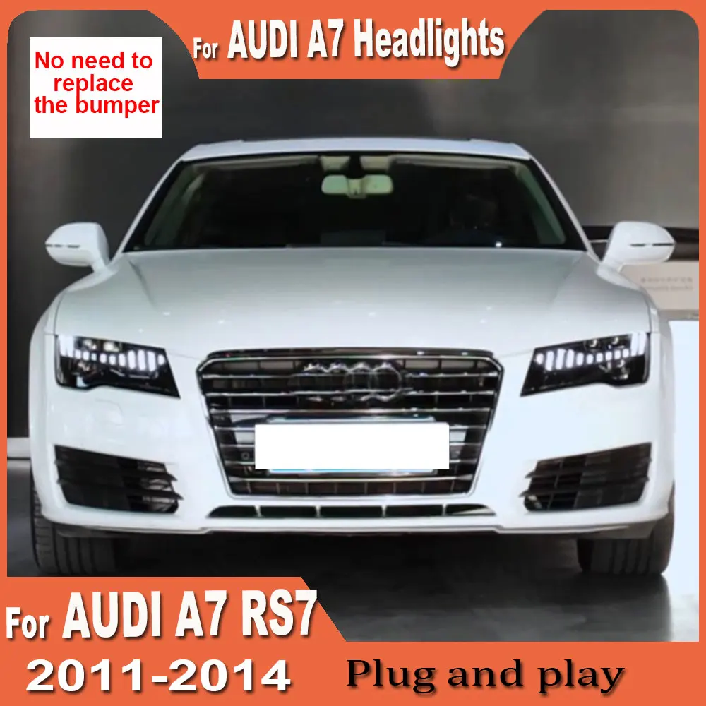 

Автомобильные фары для Audi A7 светодиодные фары 2011 2012 2013 2014, обновление фар RS7 DRL, указатель поворота, дальний свет Plug and play