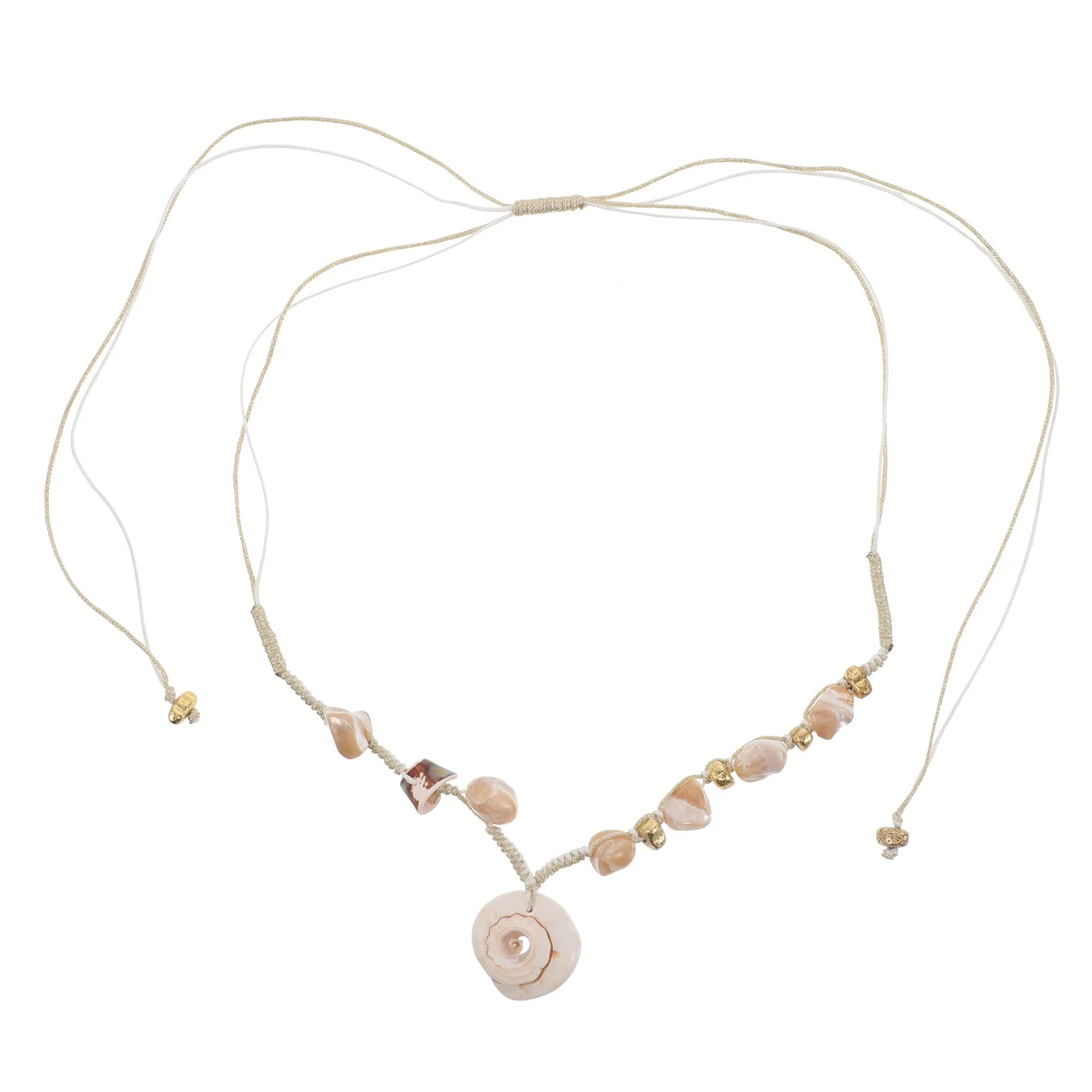 

Hawaiian Shell Necklace Handmade Conch Pendant Lightweight Clavicle Chain for Tropical Beach Vacation Boho Summer Style