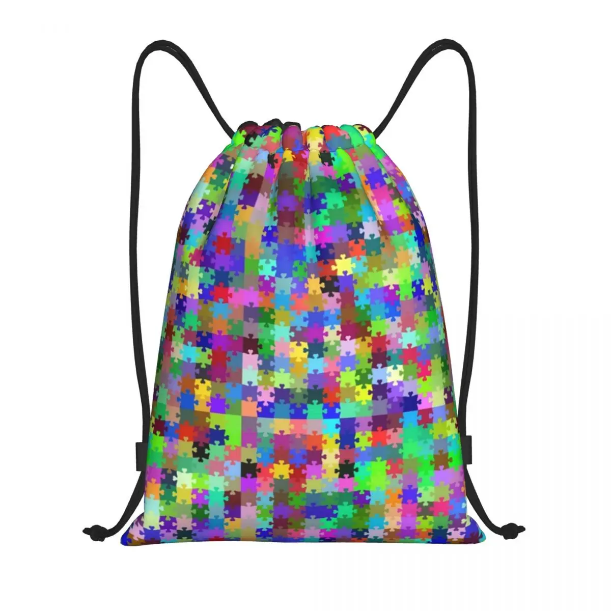 Custom Autism Awareness Puzzle Pieces Drawstring Bags Women Men Portable Gym Sports Sackpack Shopping Backpacks