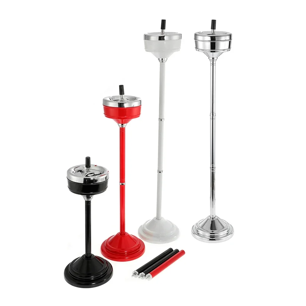 

Floor Standing Stainless Steel Adjustable Height Ashtray with Lid Removable Windproof Cigar Ashtrays Ash Tray for Home KTV