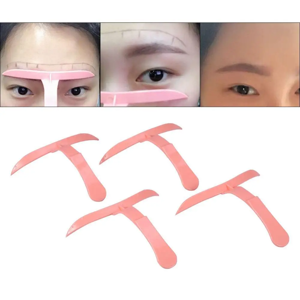 4 Eyebrow Shaper แม่แบบลายฉลุไม้บรรทัดคําจํากัดความเครื่องมือแต่งหน้า