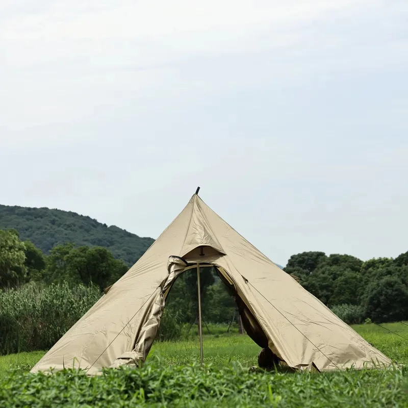 

2025 Pyramid Tent Four-Season 3-4 Person Waterproof Snow Skirt Wooden Stove Chimney Hole One Bedroom Quick Automatic Opening Cam