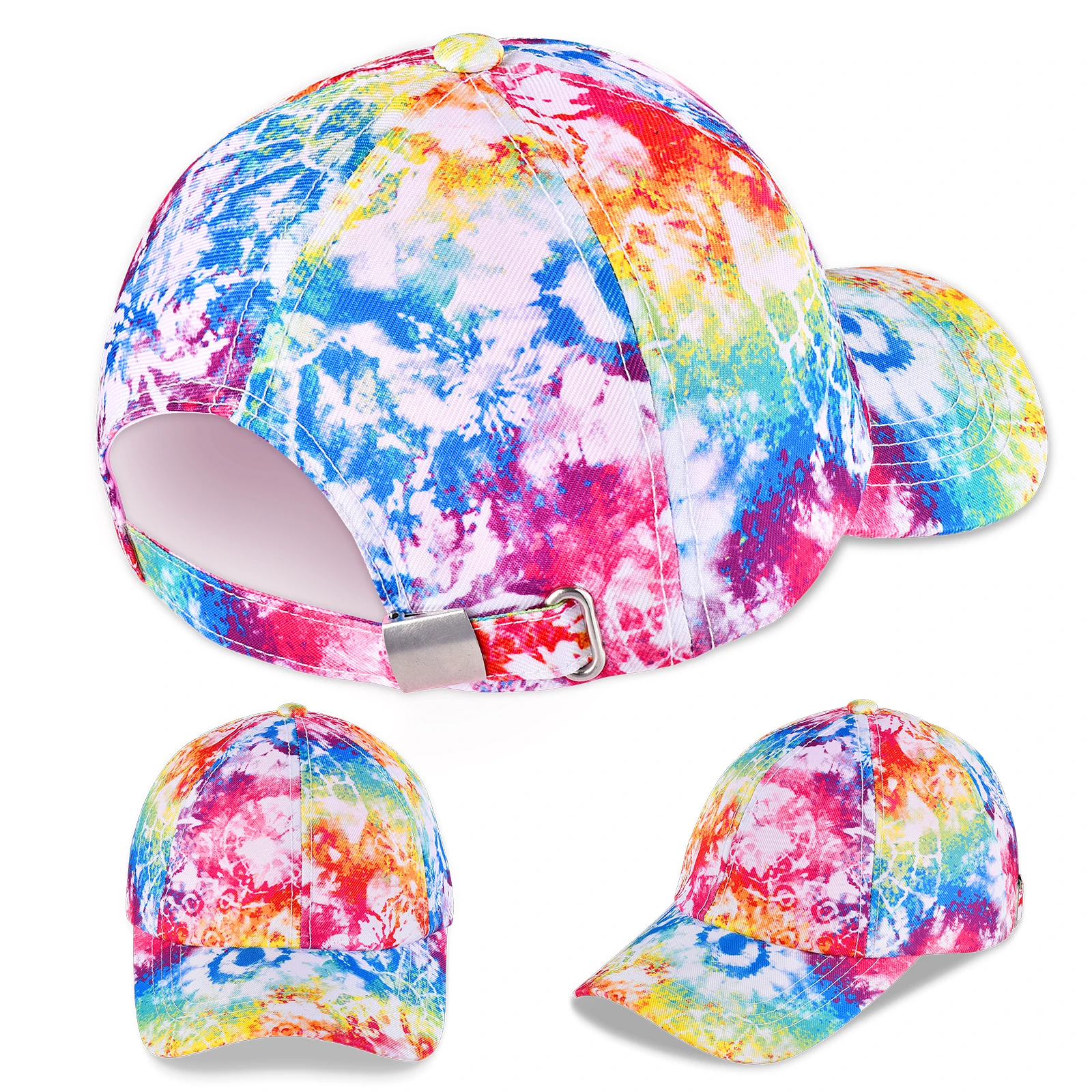 Rainbow Tie-Dye Baseball Cap Dad Cap Unicorn Girls Gift Set for Outdoor Sports