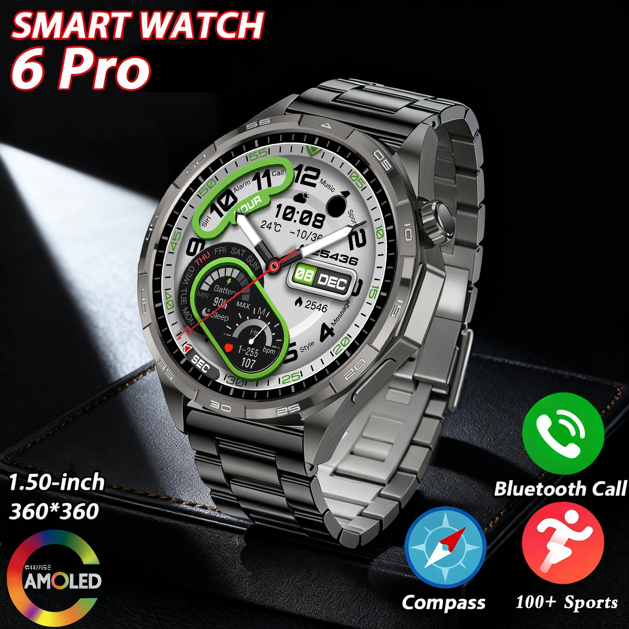

2025 New Series 6 Pro GPS Smart Watch Men 360*360 AMOLED Screen Heart Rate Bluetooth Call Waterproof Smartwatch For Android IOS