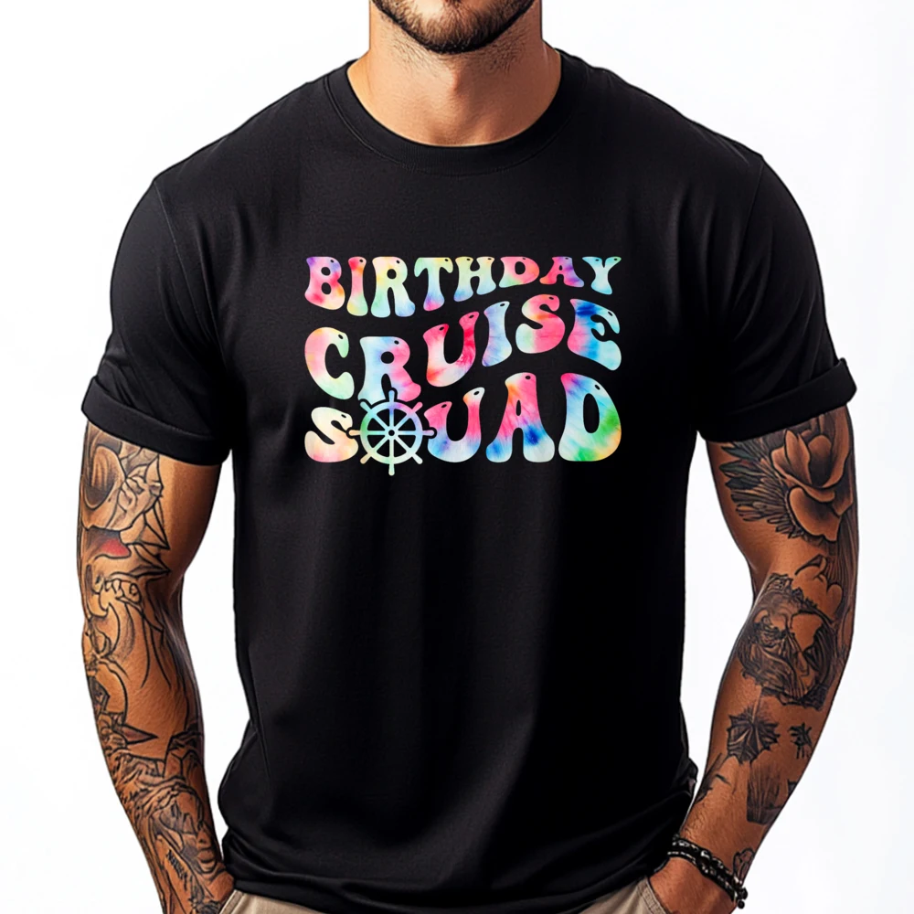 

Birthday Cruise Squad 2024 Cruise Birthday Party Vacation Red And Black Graphic T Shirt Fashionable and Trendy Shirt