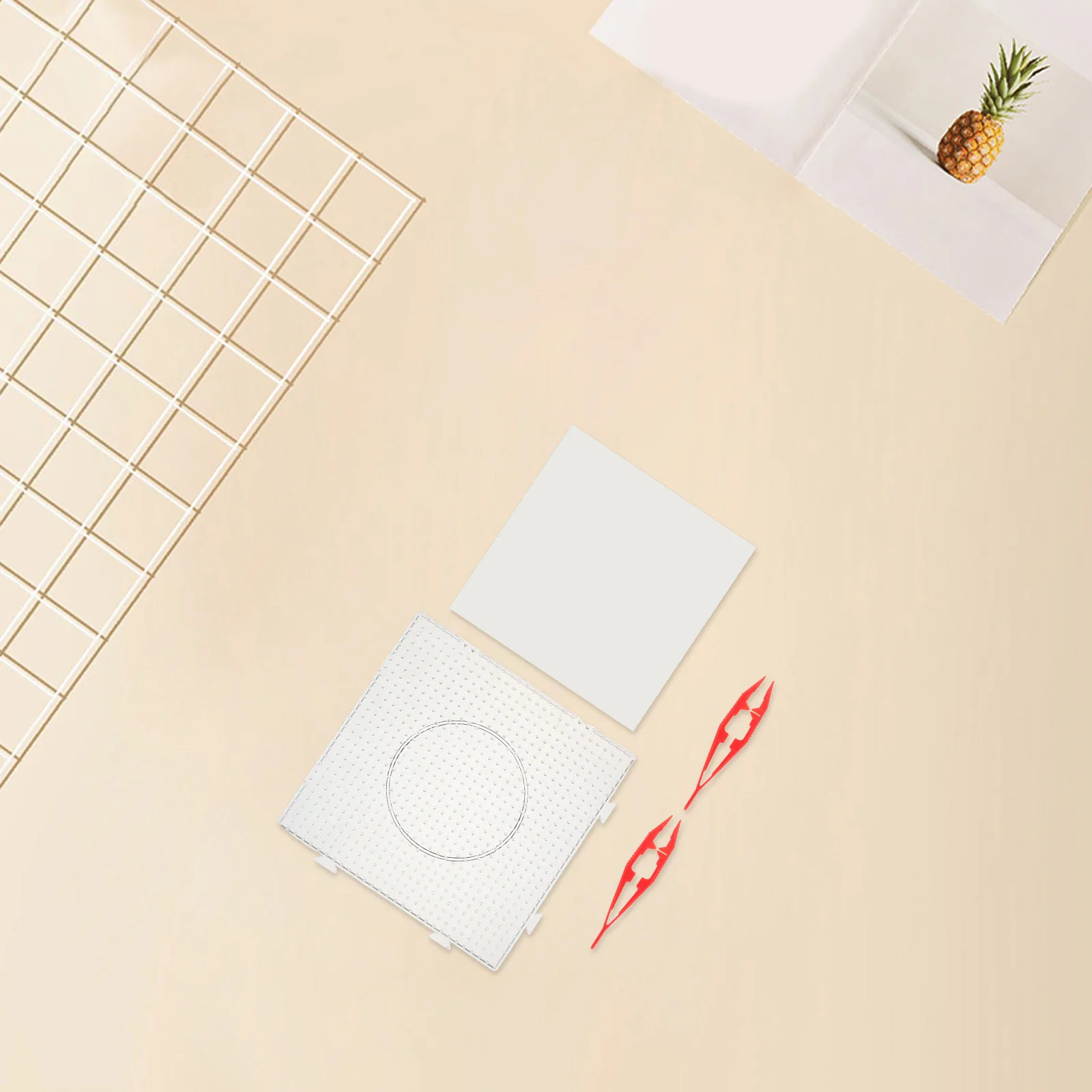 

1Set Large Fuse Beads Pegboard Set Transparent Plastic Craft Boards for Detailed Beading Projects Connectable Design Sturdy Safe