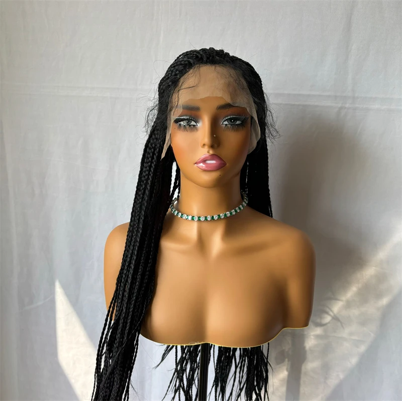 

Box Braid Twist Wig Synthetic Trabsparent Lace Front Wigs for Black Women Knotless Braid Faux Locs Wig For Black Women Cosplay