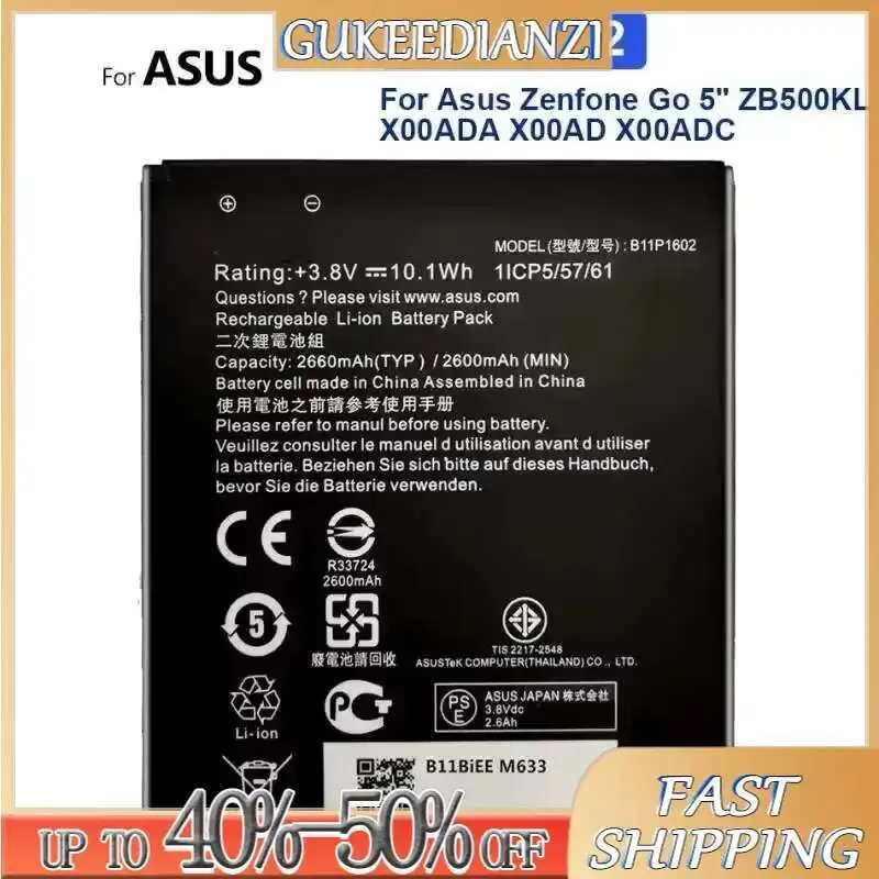 

Аккумулятор большой емкости B11P1510 B11P1602 2660 мАч-3010 мАч для ASUS Zenfone Go TV 5 ZB551KL X013DB ZB500KL X00AD X00ADC X00ADA