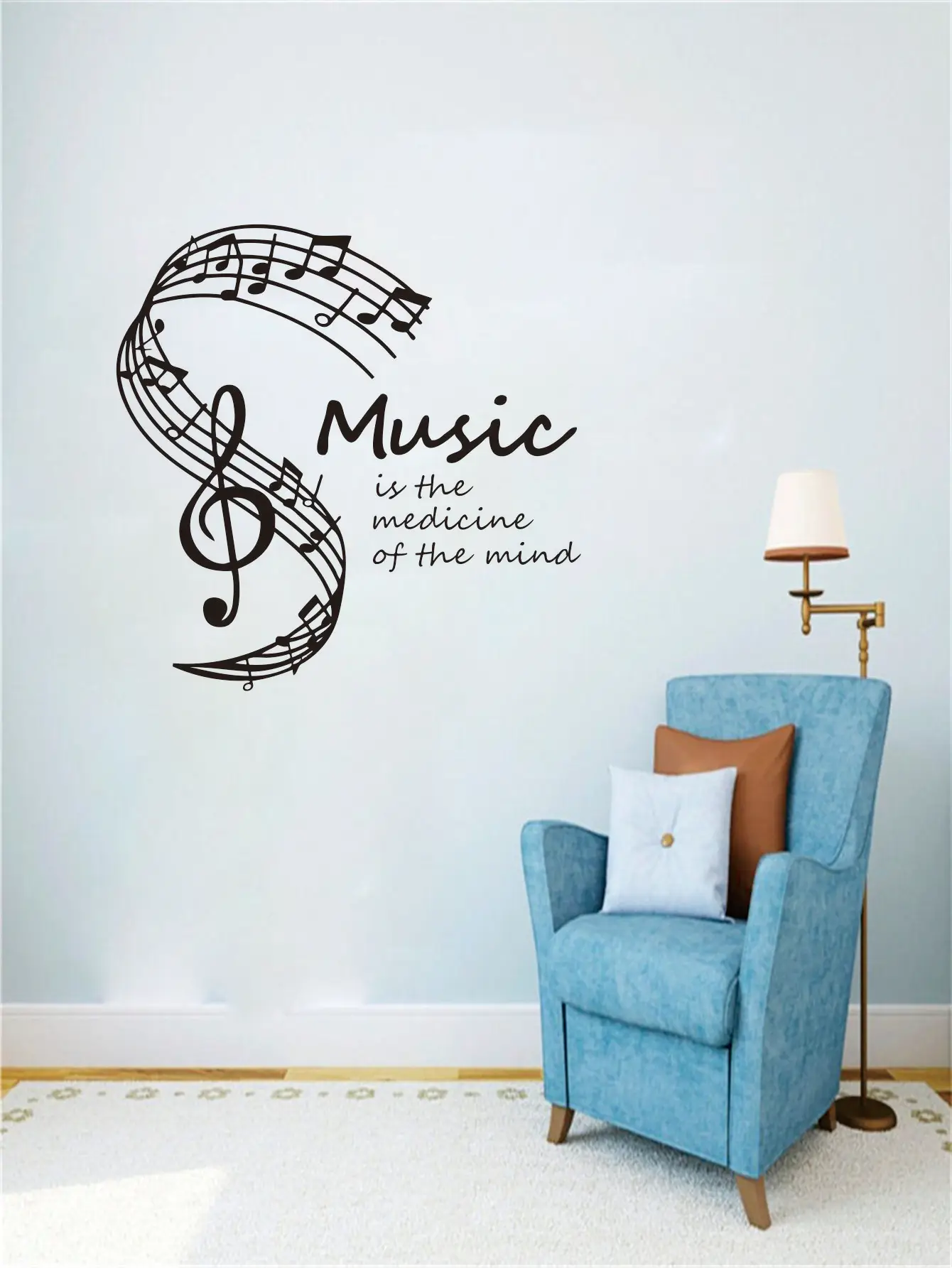 Vinyl Removable Sticker for Home Decor “ Music is The Medicine Of The Mind ” Musical Perfect for Livingroom Wall decals JZY163