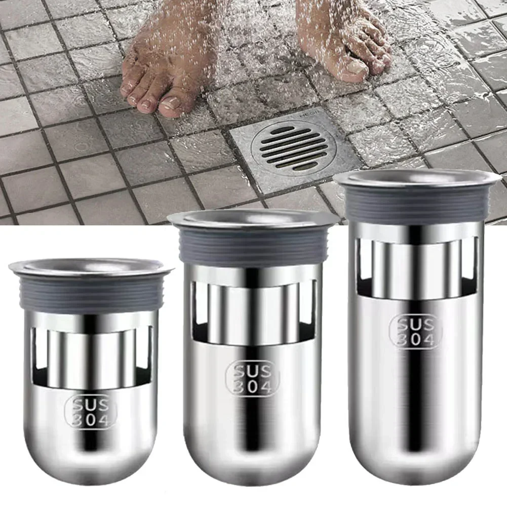 304 Stainless Steel Shower Floor Drain Backflow Preventer Shower Drain Stopper Large-Diameter Dual Outlet Shower Floor Drain