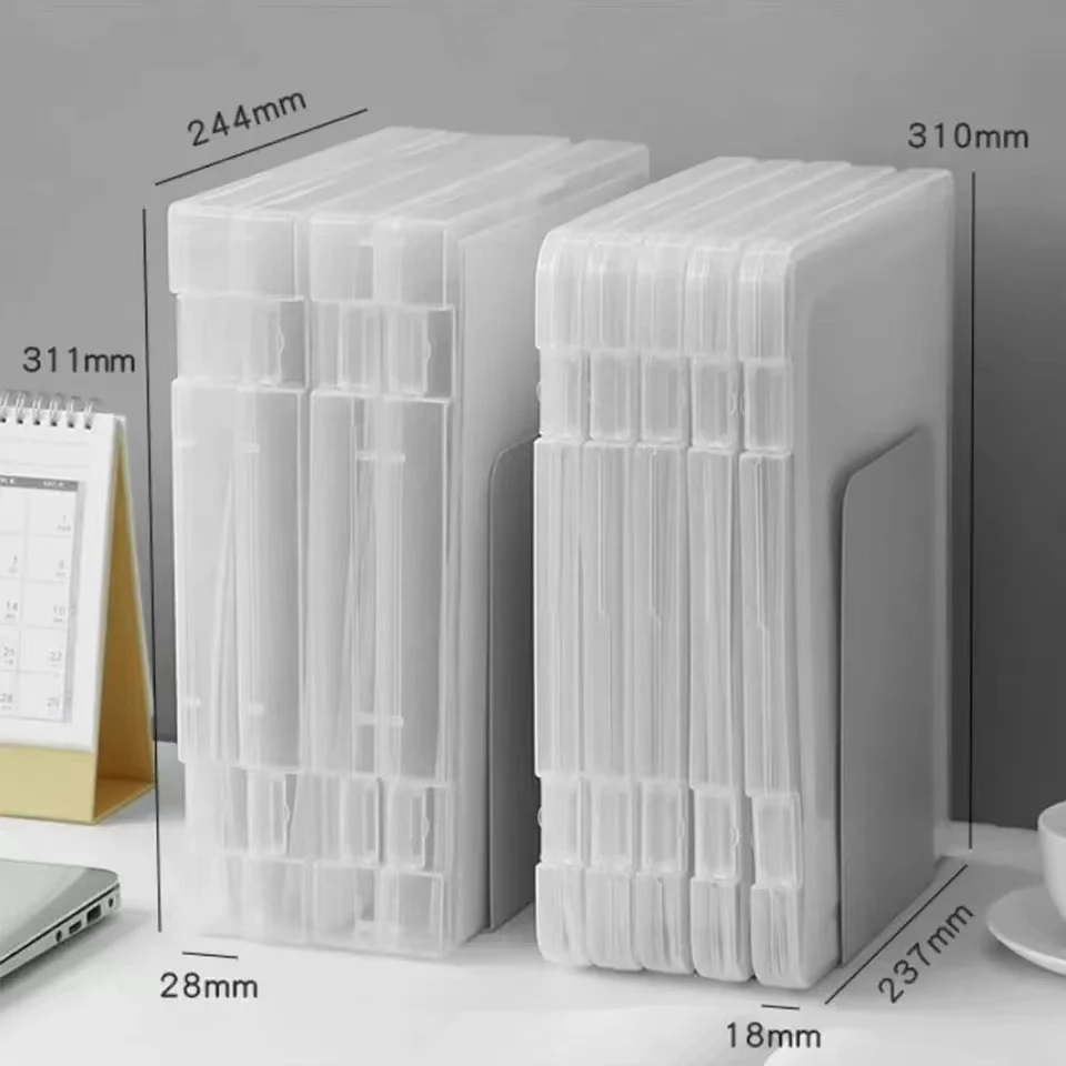 Caja de almacenamiento de documentos transparente, organizador de papelería, carpeta de clasificación de facturas de oficina, caja de plástico, capacidad de papel A4, 1 unidad