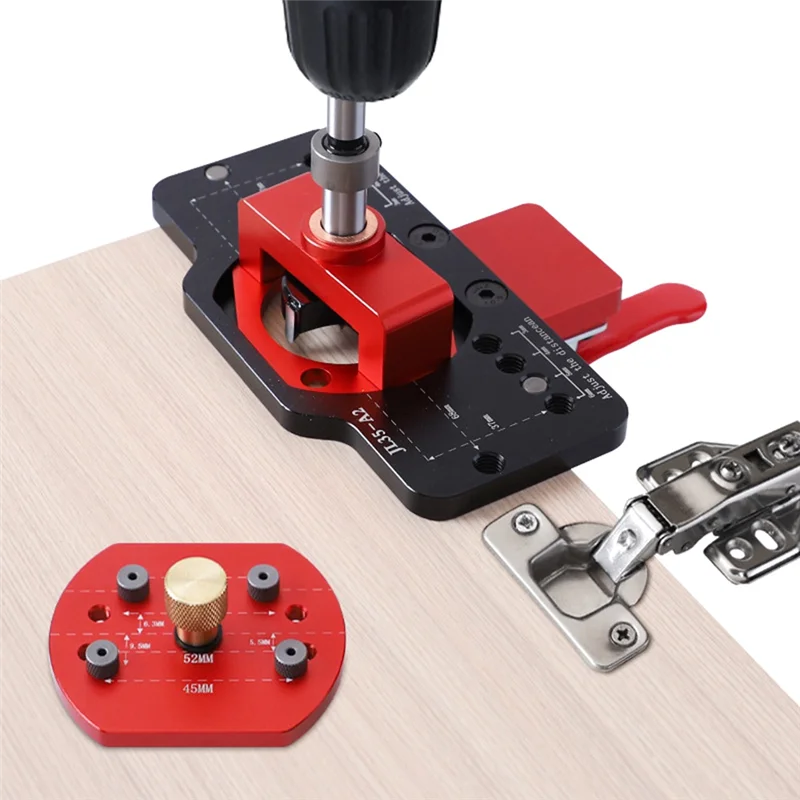 Cabinet Hinge Jig Kit 35Mm , Aluminum Alloy Hole Opener Tool Fit for Face Frame Cabinet Cupboard Door Hinges