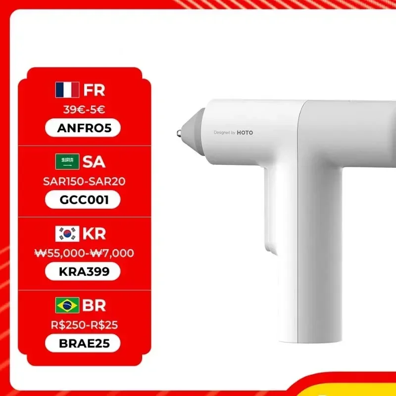 HOTO-pistola de pegamento caliente EasyFlow, batería de litio, pegamento inalámbrico con barra de pegamento de 100mm, herramientas de bricolaje para