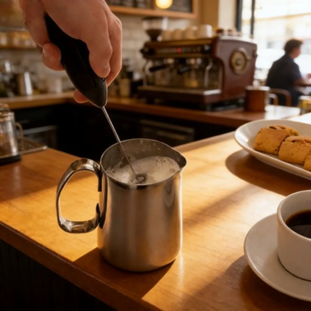 Handgehaltener Elektrischer Milchaufschäumer, Kabelloser Mini-Schneebesen und Mixer für Kaffee, Cappuccino-Maker, Küchenmixer und Rührwerkzeug