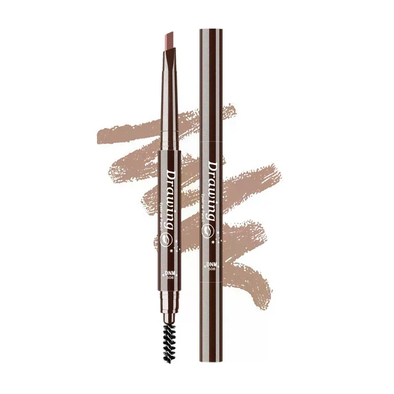 1Pc DNM 5-color Option Double-head Triangular Eyebrow Pencil With One Eyebrow Brush Naturally Easy To Color And Draw Brow Pencil