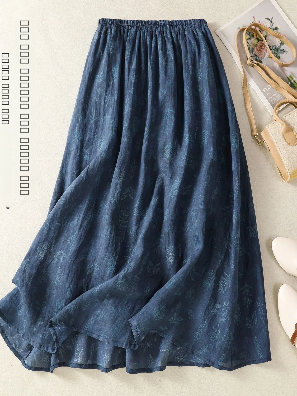 

Льняная юбка из хлопка с эластичной талией, винтажная, универсальная, женская одежда для летнего сезона, облегающая фигуру