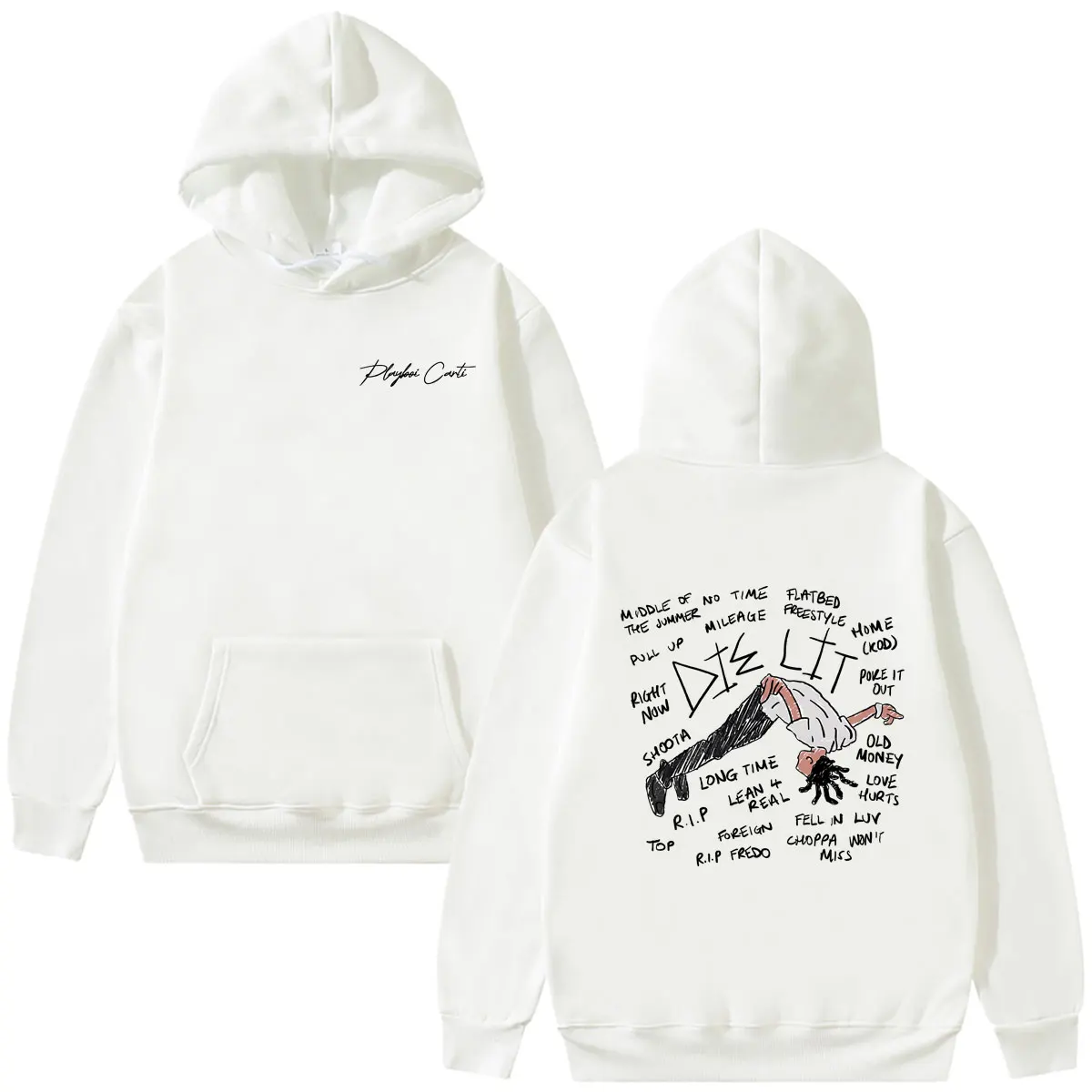 Rapper Playboi Carti Die Lit Graphic Hoodie Opium Vintage Merch Sweatshirt Men Women Fashion Hip Hop Oversized Pullover Hoodies