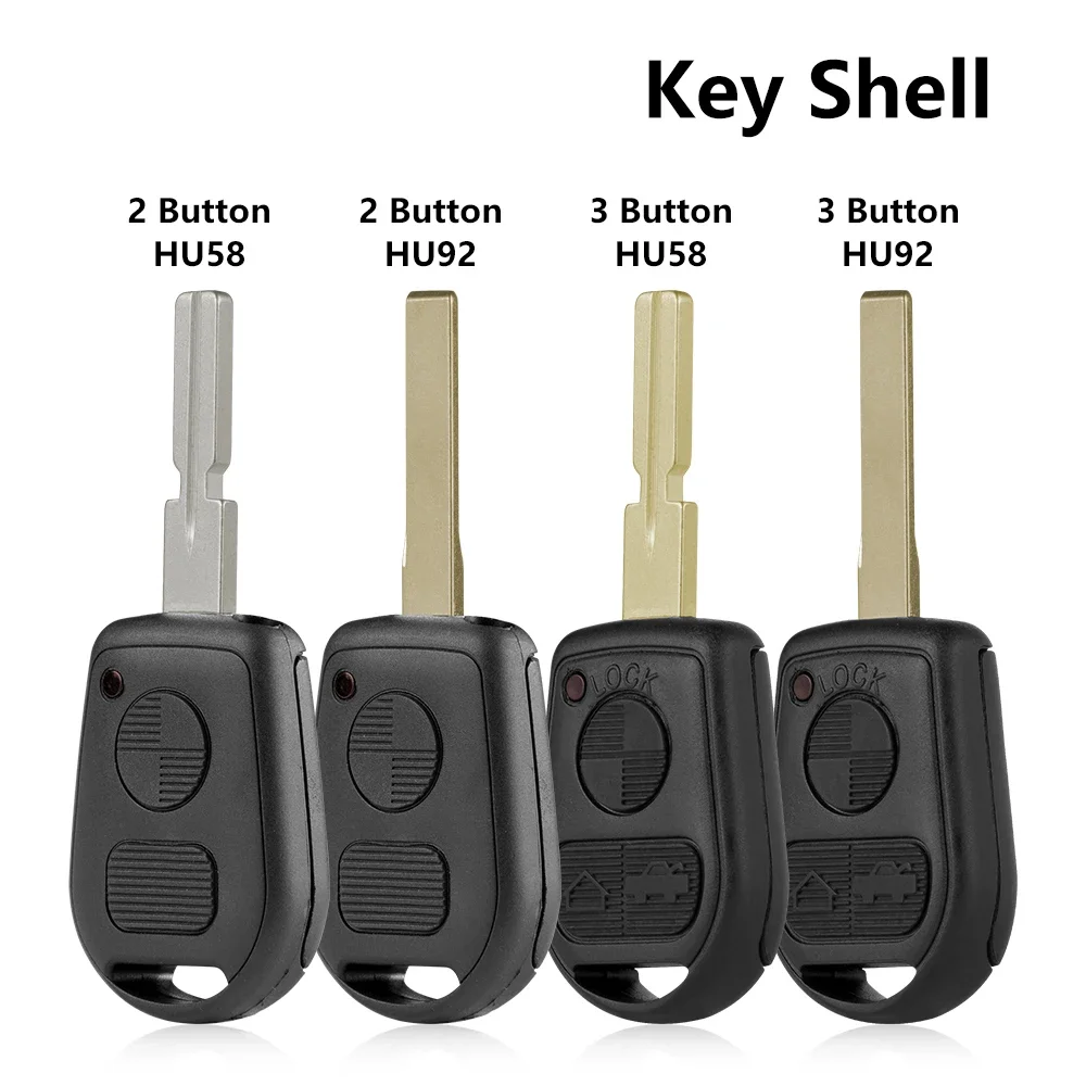 XNRKEY 2/3 Button Car Remote Key Shell HU58/HU92 Blade for BMW E31 E32 E34 E36 E38 E39 E46 Z3 Key Case Cover Replacement