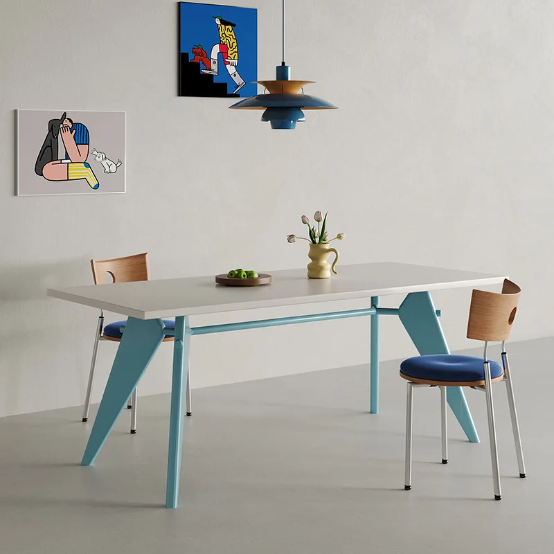 

Household small apartment rectangular dining table living room negotiation table and chairs