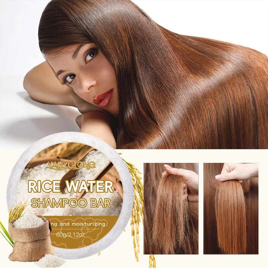 

Shampoo bar made of rice and rice washing water for effective hair cleansing and nourishing Soap