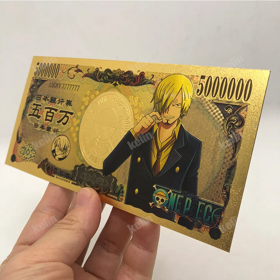 Bandai Anime jednoczęściowe zabawki karty lufne figurki komiks złota pamiątkowa kolekcja banknotów zabawki prezenty na imprezę