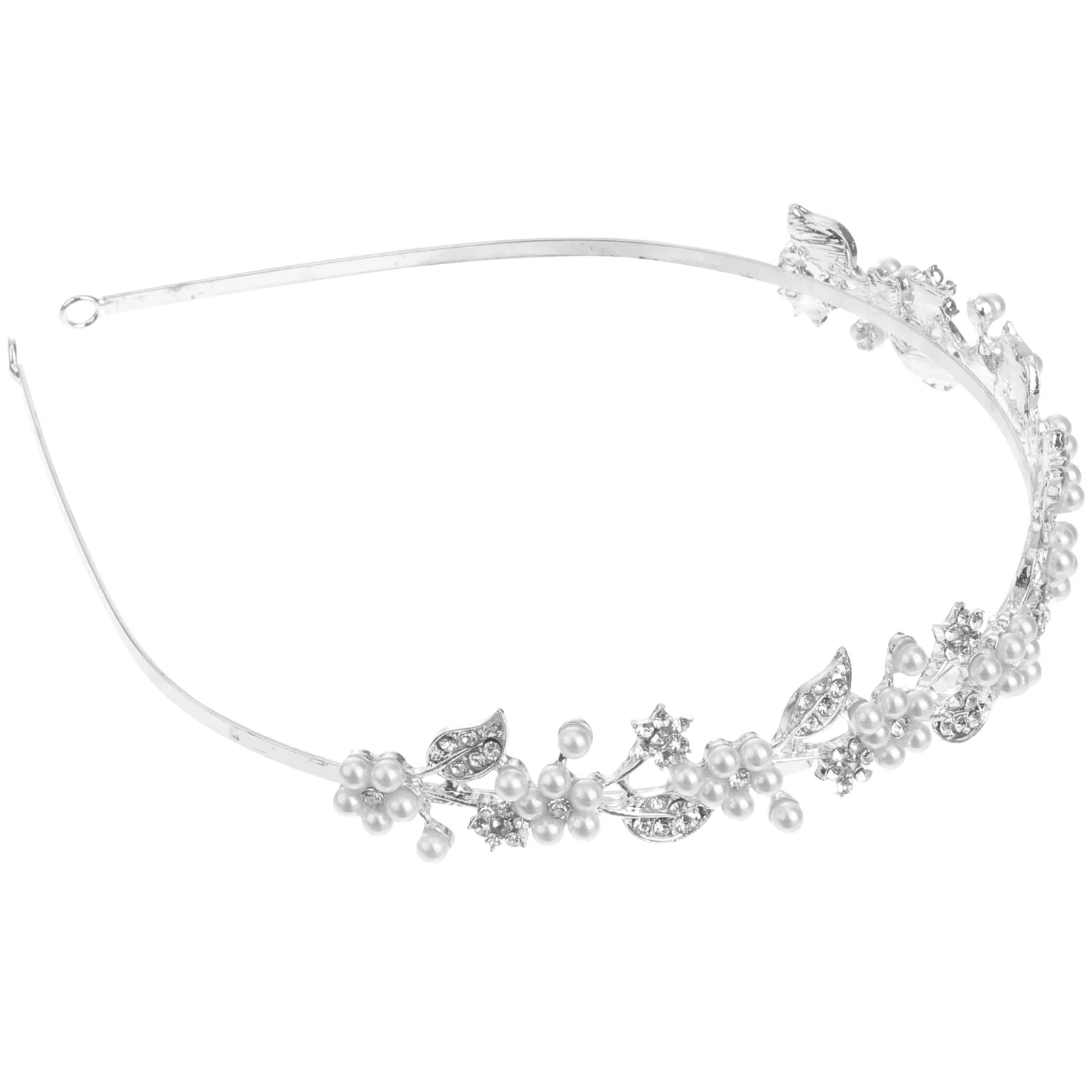 

Hair Hoop Silver 14.5*13Cm Alloy Rhinestone Pearl Lady Tiara For Wedding Bridal Party Hairband Bride Hair