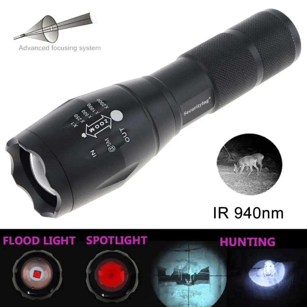 Zoomable LED Flashlight Infrared 850nm 940nm IR Flashlight Night Vision 940 nm Zoom LED Flash Light Hunting Flashlight Torch