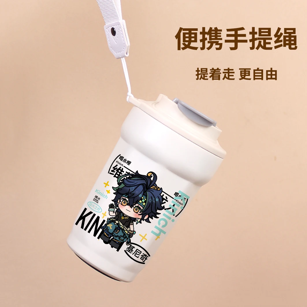 Anime Genshin Impact Kinich Cosplay Thermal Insulation Cup Cartoon Insulated Mug Vacuum Flask Stainless Steel Coffee Cups Xmas