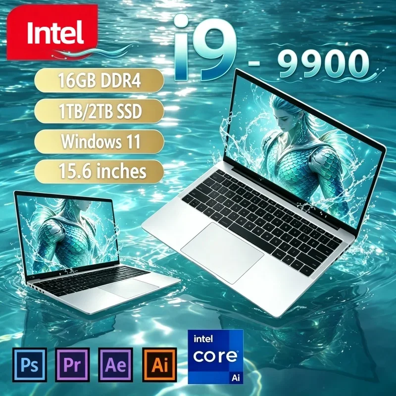 Hot 15.6" Laptop i9‑9900 2026 New 120Hz FHD IPS Smooth High Refresh 16/32GB RAM 2TB Large Storage SSD Win11 Office Notebook