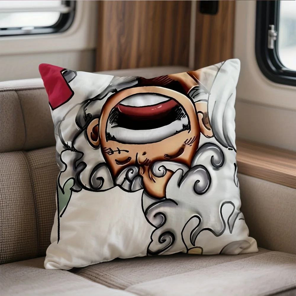 1pc Anime Fan Bedroom Pillow Cover, Polyester 2D Double-Sided Print, Laughing Manga Cushion, Perfect Gift for Otaku & Car Decor