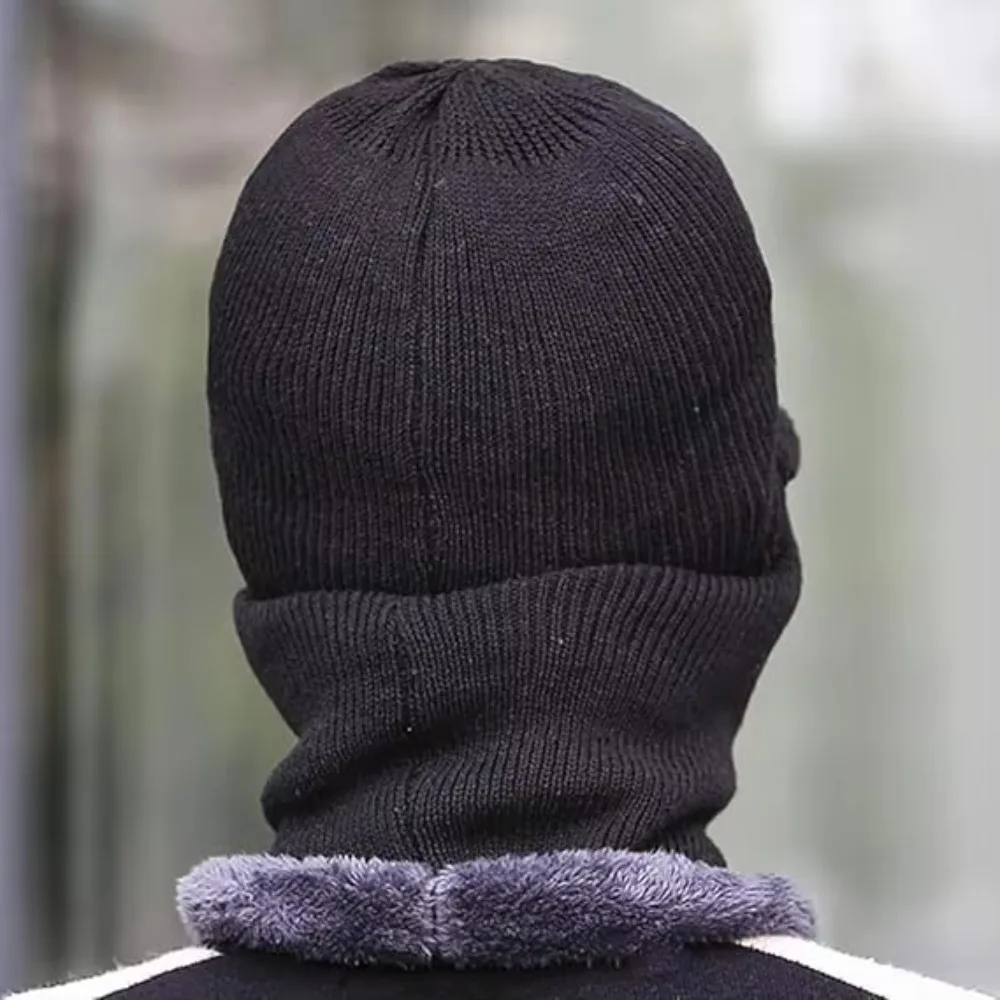 Knitted Pullover Hat Unisex Winter Polyester Fiber Windproof Hat Outdoor Cycling Warm and Cold-proof Ear Protection Hats