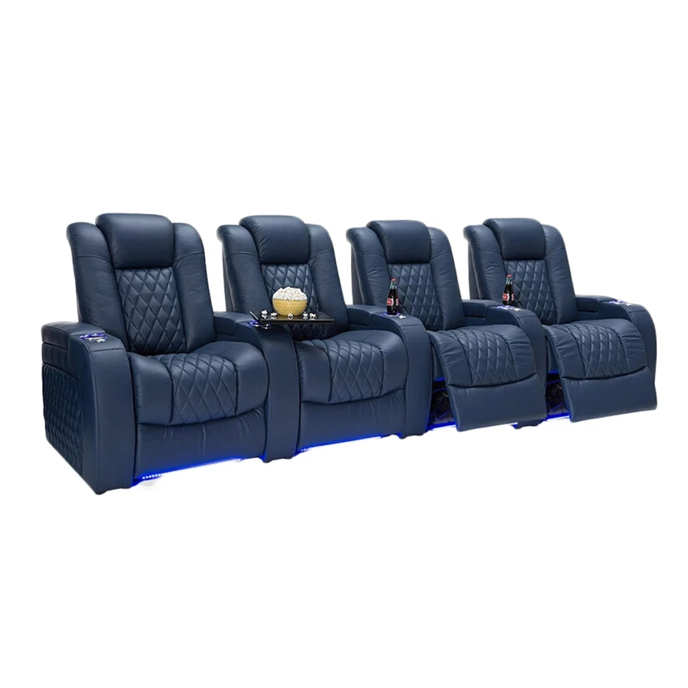 Customized Modern private recliner seats electric 3 seat sofa electric upholstered leather for cinema home threatre Living Room