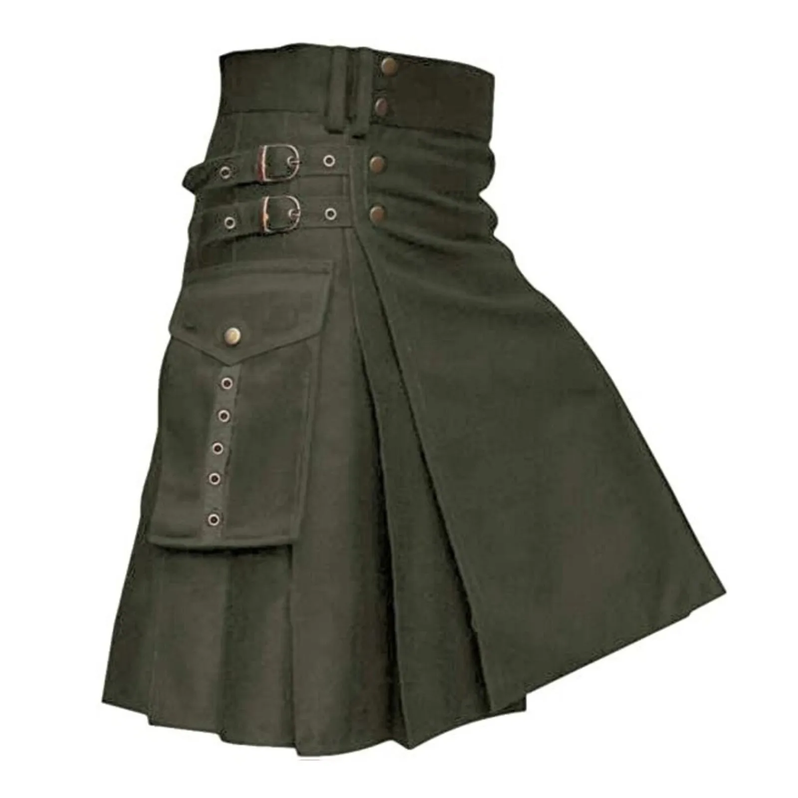 

Fashion Scottish Men Adult Traditional Kilt Medieval Metal Vintage Gothic Punk Pleated Skirt Halloween Carnival Cosplay Costumes