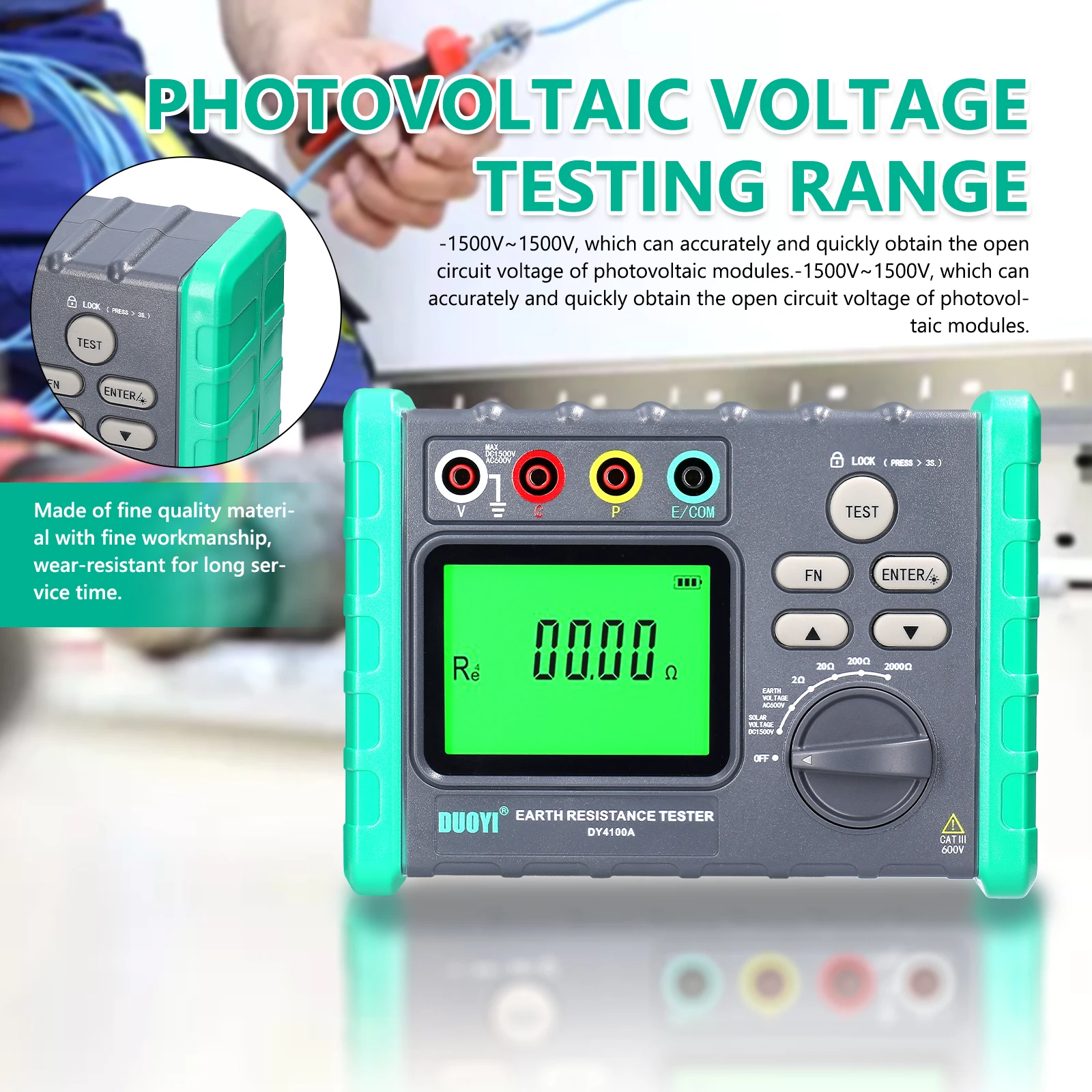 DY-4100A/DY-4100B Digital Grounding Resistance Tester Multi-Gear Ground Resistance Tester Voltage Meter Megohmmeter Voltmeter