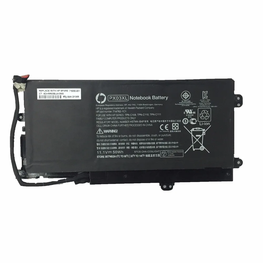 11.1V 50WH PX03XL New Original Laptop Battery for HP TPN C109/C110/C111 PX03XL HSTNN-LB4P 715050-001 714762-1c1 Tpn-c109