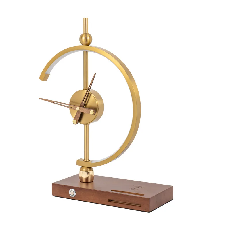 

Chinese bedside table light with wireless charger decorative wooden desk lamp
