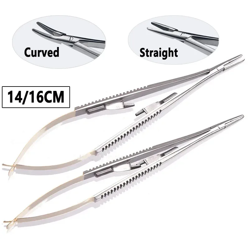 

Dental Straight/curved Castroviejo Needle Holders with Lock Needle Holding Forceps Tweezer Dentistry Material 14Cm/16Cm