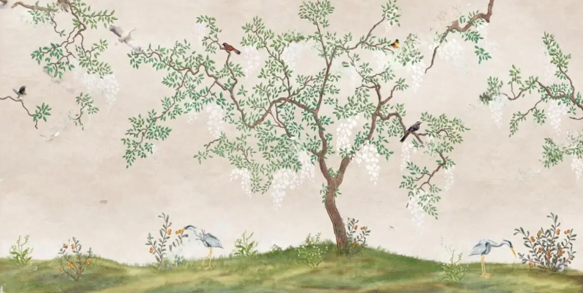 Custom mural Chinese retro tree Green Leaves bird pavilion scenery photo wallpaper Hotel study restaurant wallpapers home decor