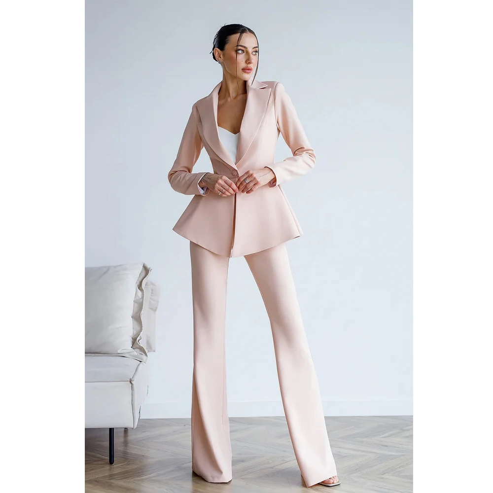 

Tesco 2025 Women's Suit Customized 2 Piece Suit Set One Button Notch Lapel Blazer Straight Trousers Women Suit Jacket and Pants