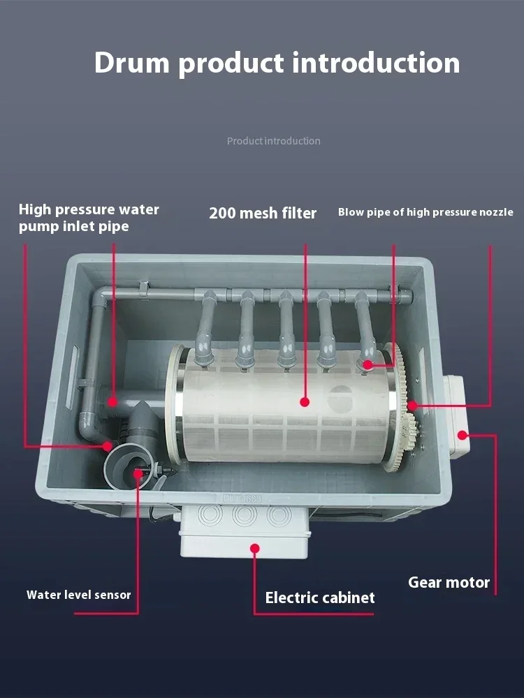 Drum Microfilter Automatic Backwash Sewage Koi Fish Pond Filtration And Circulation Equipment