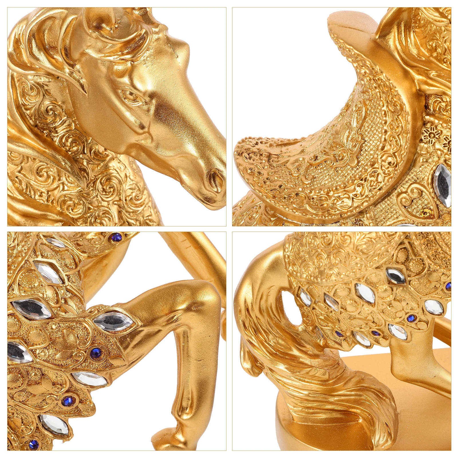 

Resin Horse Ornament Creative Standing Horse Sculpture Fine Workmanship Tabletop Desk Decor Feng Shui Ornament