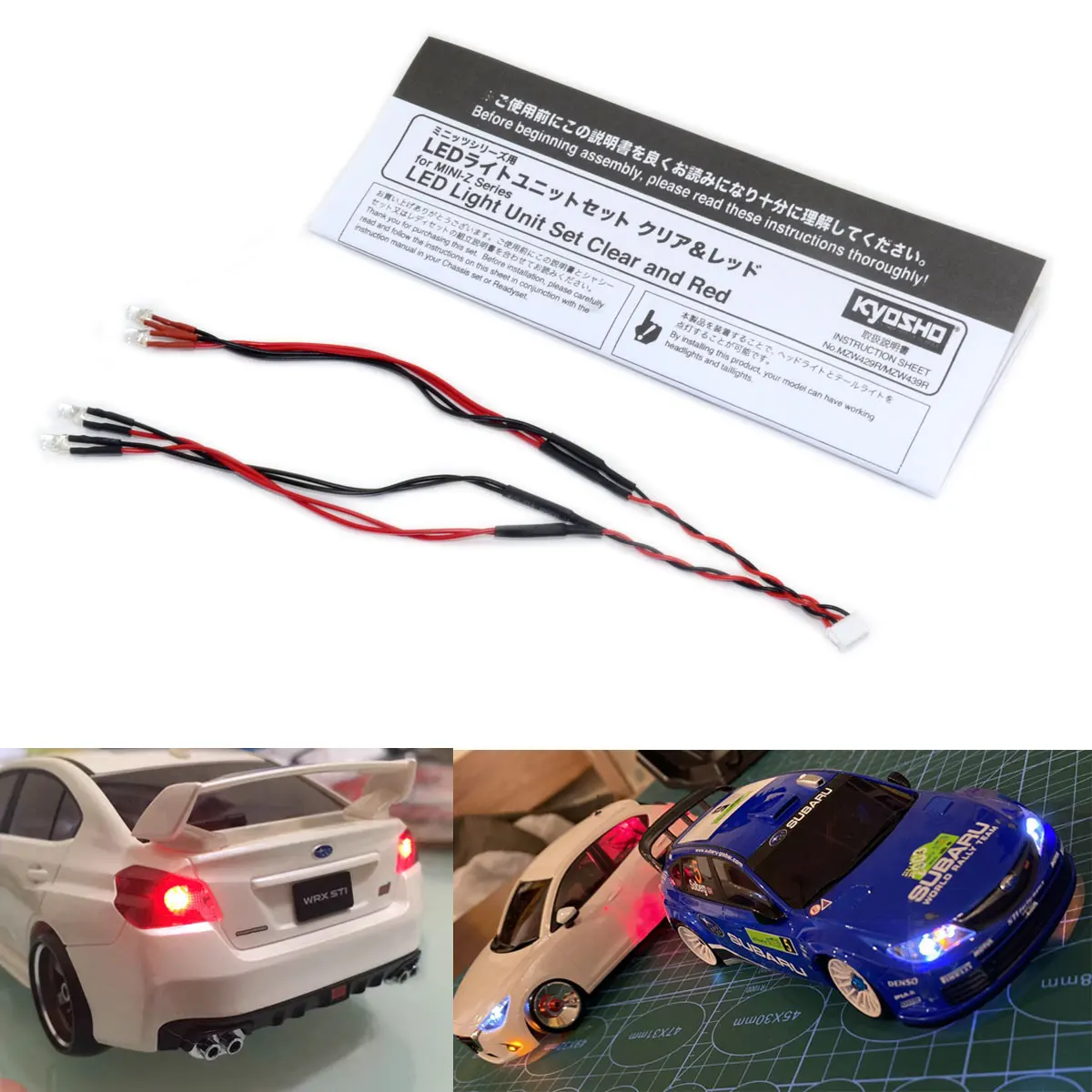 Luz LED blanca y roja para coche de escalada Kyosho mini-z, carrito de mosquitos AWD MA020 MR03 FWD RWD 4x4, coche deportivo